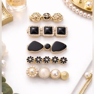 Elegant Black and Gold Hair Jewelry Pin Set